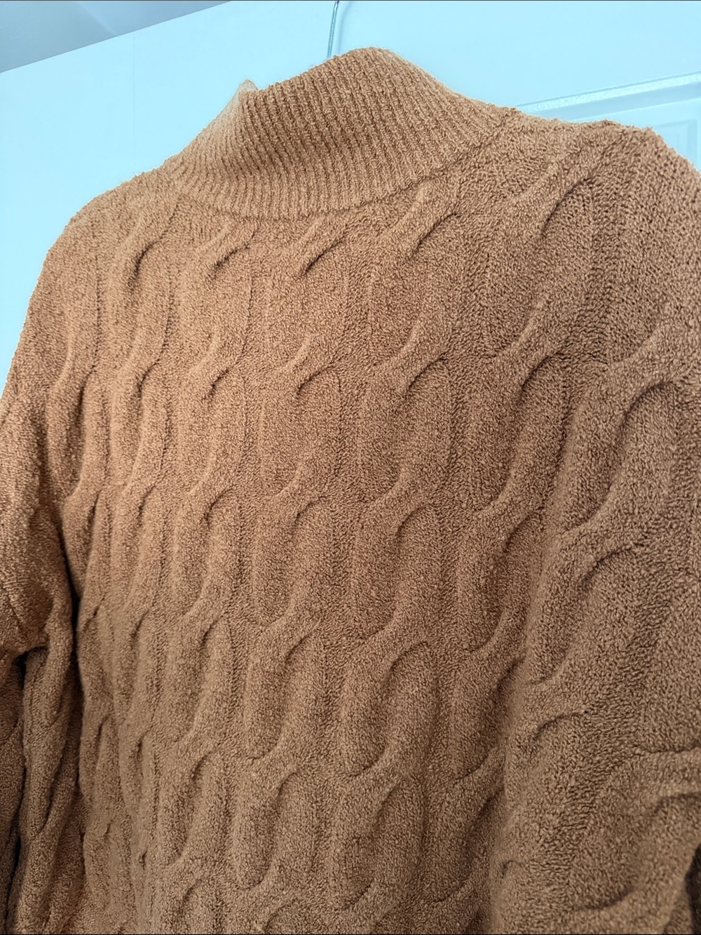 Splendid cable half placket sweater in caramel - Picture 10 of 12